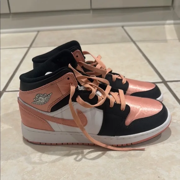 Nike Air Jordan Mid in Black, White, and Peach - Picture 3 of 5